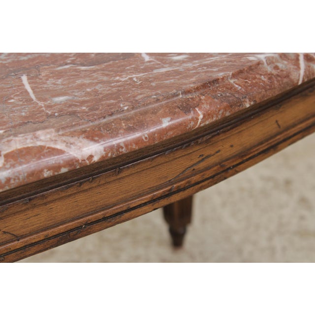 Wood Pair Vintage Italian Neoclassical Marble Top Occasional Tables For Sale - Image 7 of 15