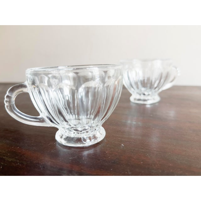 Antique L E Smith Old Dominion Crystal Punch Bowl With 7 cups - 8 pcs For Sale - Image 4 of 10