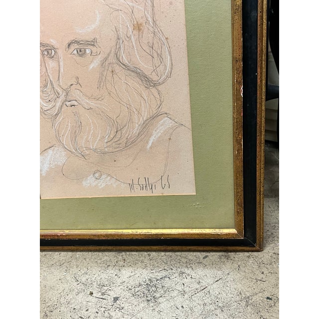 Signed 19th Century Profile Portrait Drawing of a Bearded Man For Sale In West Palm - Image 6 of 6