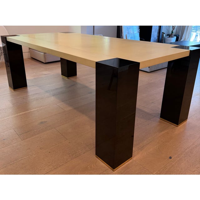 2000 - 2009 Armani Casa Goatskin Parchment and Black Lacquer Dining Table For Sale - Image 5 of 11