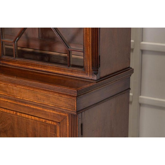 English Inlaid Mahogany Glazed Bookcase, 1870 For Sale - Image 9 of 18