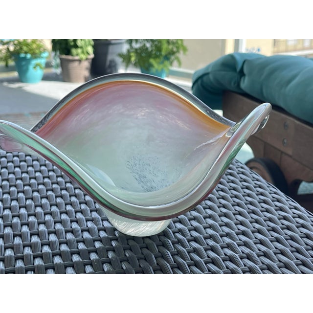 Mid-Century Modern Mid 20th Century Murano Swirl Art Wave Bowl For Sale - Image 3 of 11