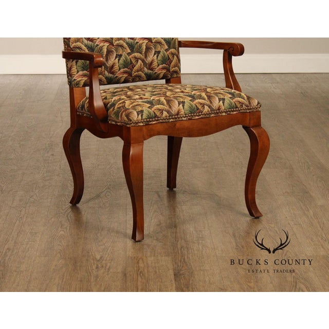 Pair of Ethan Allen Legacy Collection Upholstered Armchairs with Cabriole Legs For Sale - Image 13 of 15