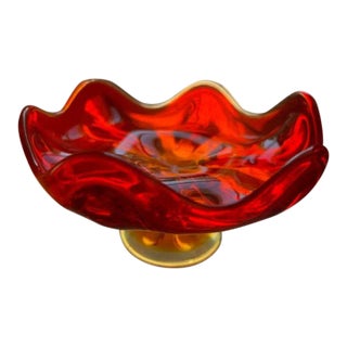 Mid-Century Amberina Dish by Viking Glass For Sale