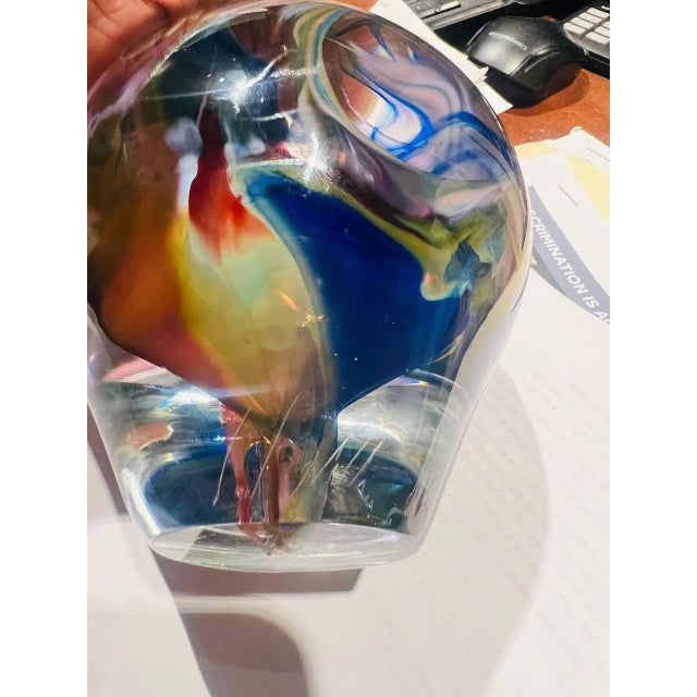 Glass Vintage Blown Art Glass Paper Weight, Signed For Sale - Image 7 of 8