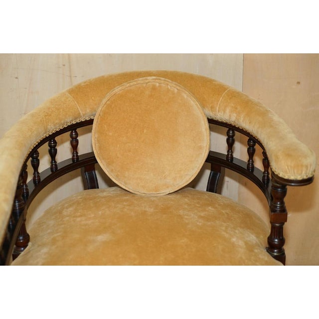 Victorian Tete a Tete Conversation Sofa with Ebonised Frame For Sale - Image 5 of 18