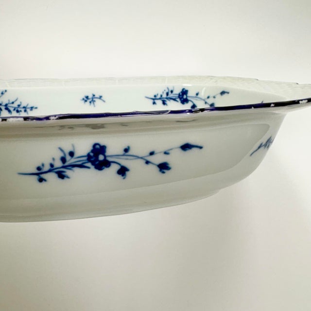 Vintage Limoges Ceralene Oval Vegetable Bowl – Blue Carnation Imari-Style – Raynaud France For Sale - Image 9 of 10