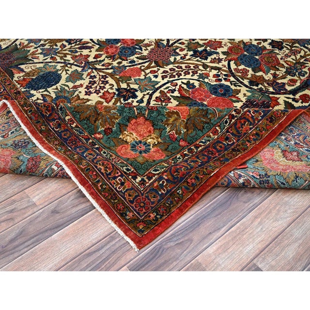 1960 10'3"x13'5" Lemon Icing White Antique Persian Kashan Kork Wool Pile Oriental Rug For Sale - Image 10 of 12
