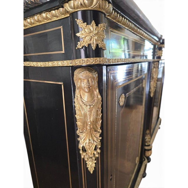 French Cabinets with Gilt Bronze Mounts and Portoro Marble, 1870s, Set of 2 For Sale - Image 9 of 14