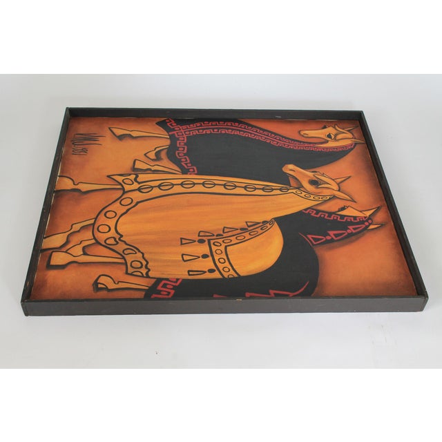 1980's Framed Painting With Adorned Horses For Sale - Image 4 of 11
