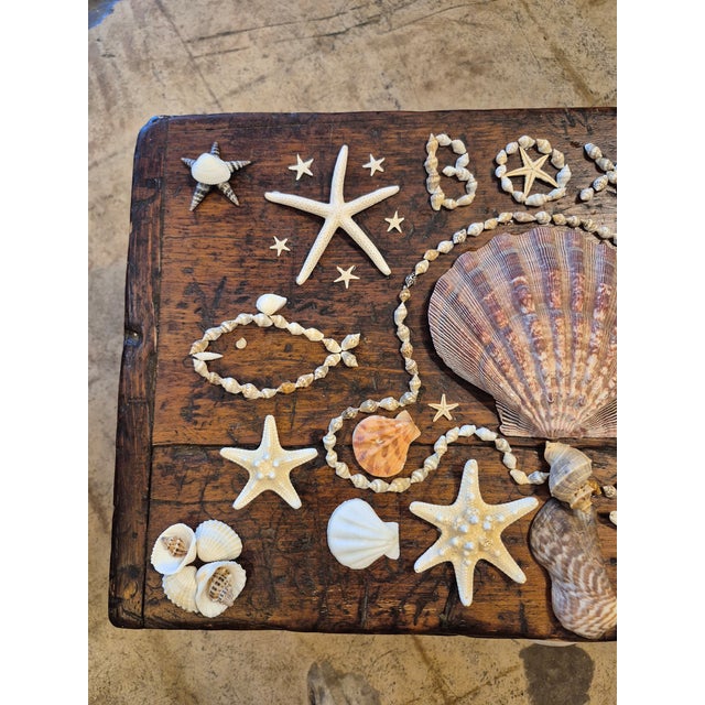 Antique Folk Art Box With Seashells For Sale - Image 4 of 8