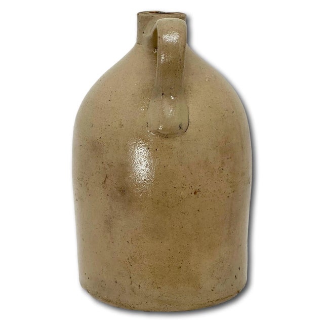 Antique Blue "Script" Boston Decorated Stoneware 1 Gallon Spirits Jug by Maker Ottman Bros. New York For Sale - Image 10 of 12