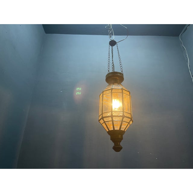 Brass and Glass Pendant Light, 1950s For Sale - Image 4 of 9