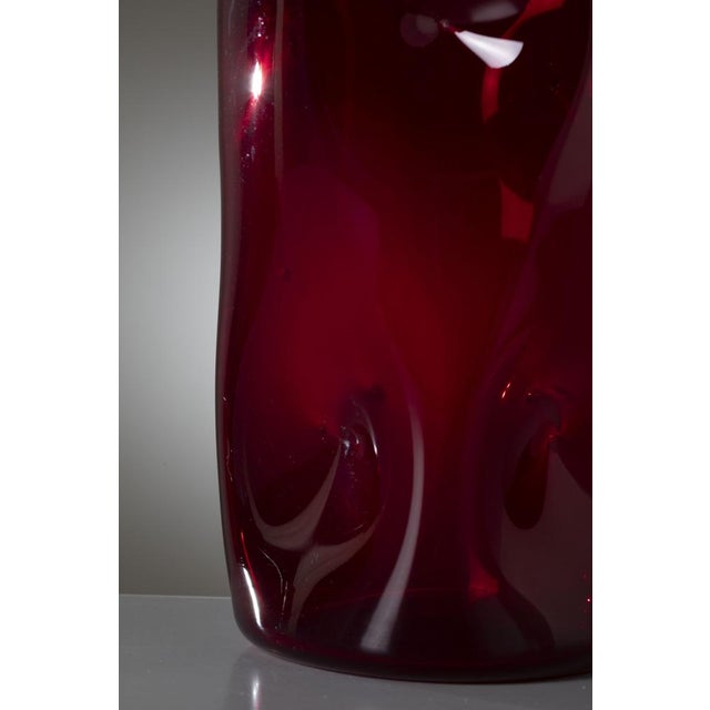 Empoli Glass Vase in Ruby Red, Italy, 1950s For Sale - Image 9 of 10