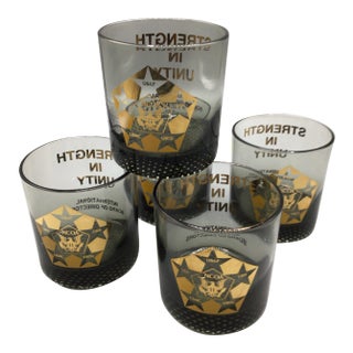 International Board of Directors N C O a Smoked Glass Lowball Glasses-Set of 5 For Sale