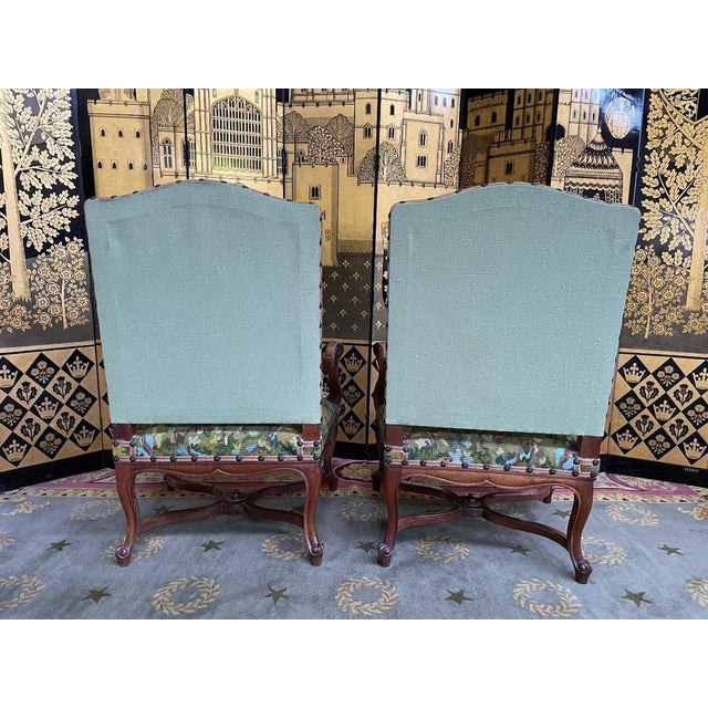 Set of Regency Armchairs Upholstered with Small Dots For Sale - Image 10 of 12