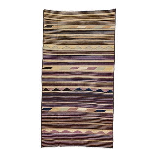 1960s Vintage Turkish Kilim Beige Handmade Tribal Wool Rug For Sale
