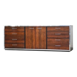 1970s Rosewood Black and Chrome Modern Dresser For Sale