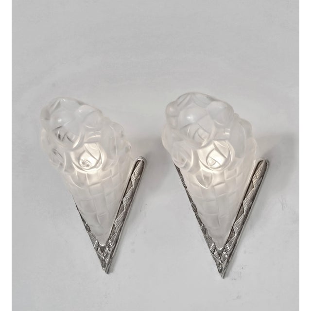 French Art Deco Wall Sconces by Jamain & Degue 1920s France - A Pair For Sale - Image 6 of 14