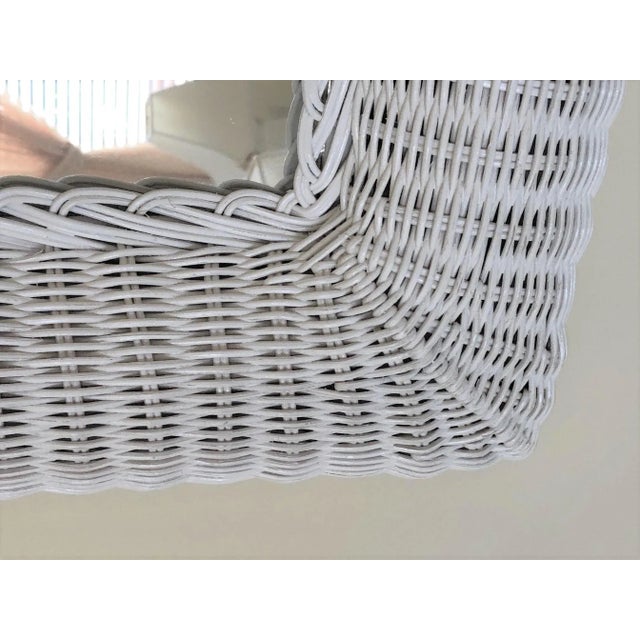 1990s White Wicker Framed Wall Mirror in the Style of Henry Link For Sale - Image 5 of 7