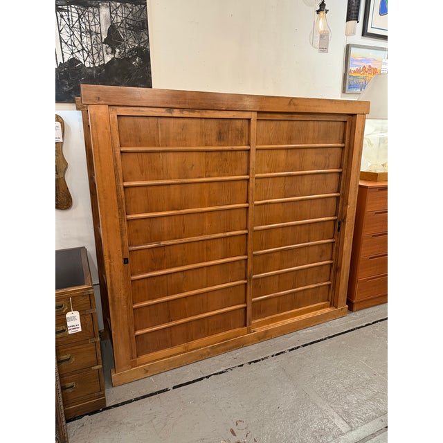 Japanese Tansu Storage Sliding Door Cabinet, Vintage For Sale - Image 3 of 14