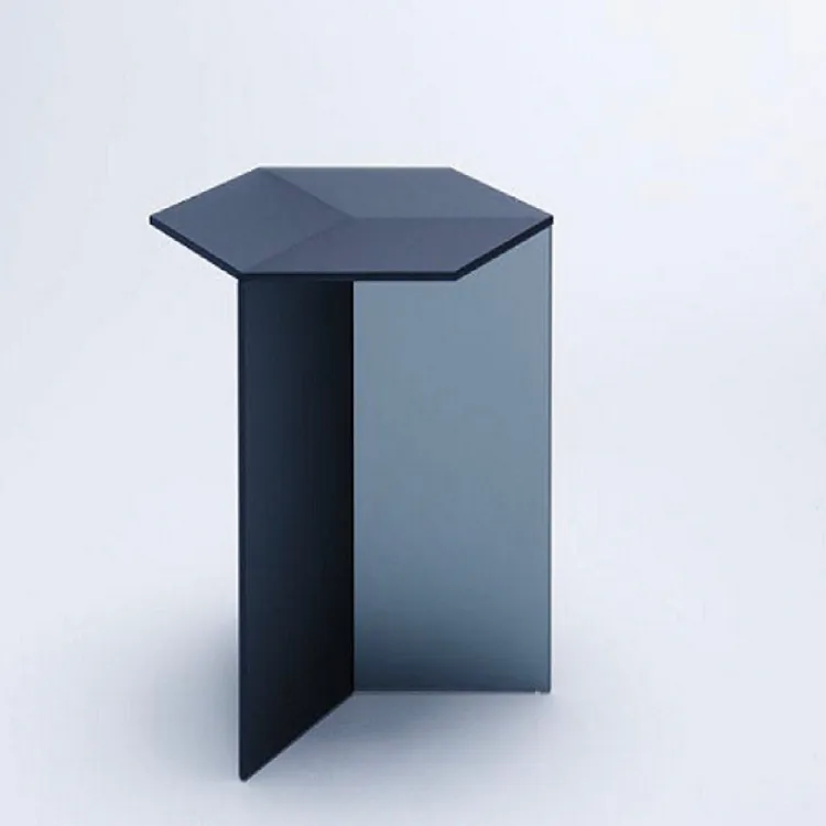 Blue Acrylic Hexagon Side Table | Chairish