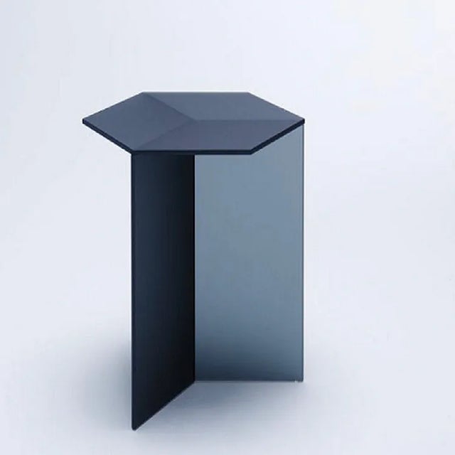 Modern Blue Acrylic Hexagon Side Table For Sale - Image 3 of 5