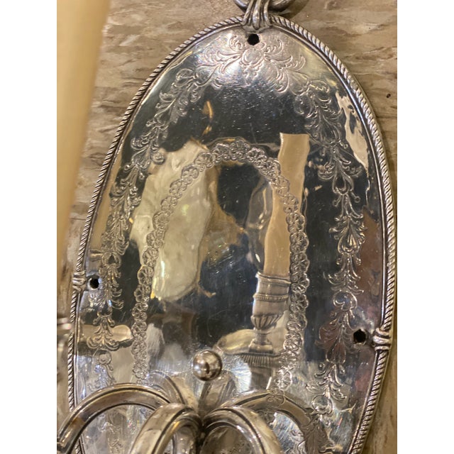 Pair 1900s Silver Plated Caldwell Sconces For Sale - Image 12 of 13