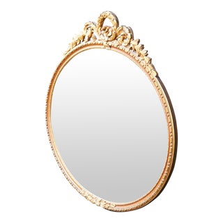 Vintage Mid 20th Century T. Eaton Company Parcel Gilt Oval French Neoclassical Hanging Mirror For Sale