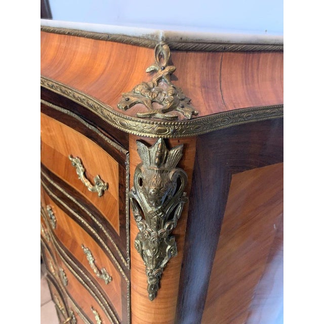 Wood Napoleon III Lady's Secretary in Rosewood and Palisander with Marble Top For Sale - Image 7 of 12