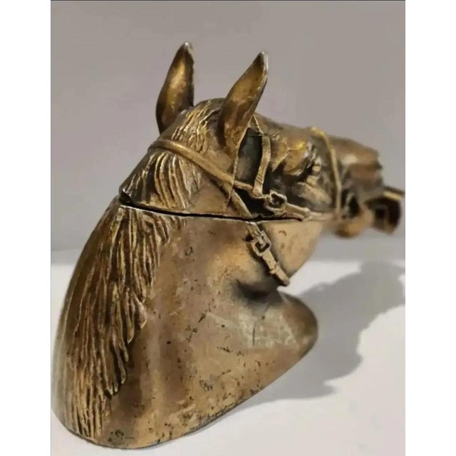 Mid-Century Modern 1960s Ted Arnold Ltd. Brass Tone Metal Horse Head Tape Dispenser For Sale - Image 3 of 10