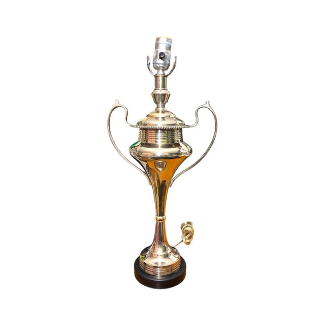 Vintage Tanner Kenzie Arteriors Silver Trophy Urn Table Lamps - A Pair For Sale In Palm Springs - Image 6 of 7