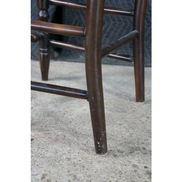 4 Mid 20th Century French Country Shaker Style Oak Ladderback Dining Chairs Rush Seat Farmhouse For Sale - Image 6 of 18