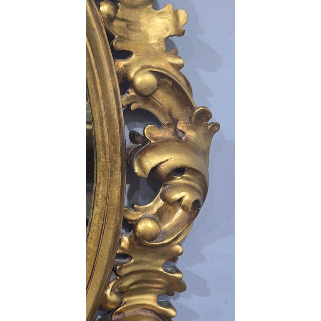 Large Deep Carved Oval Gilt Mirror, 1910 For Sale - Image 10 of 14