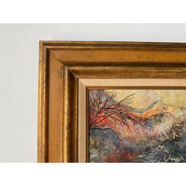 1980s Vintage Abstract Impressionist Acrylic Painting on Masonite Board – Framed For Sale - Image 5 of 11