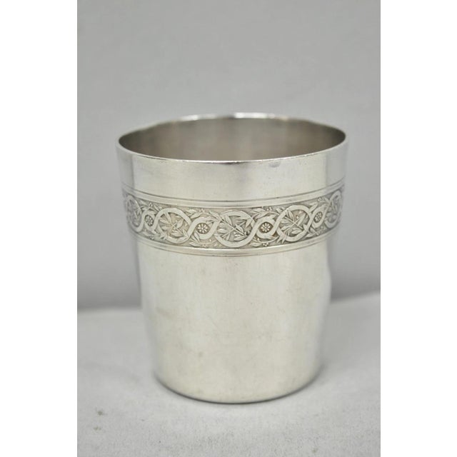 Antique Christofle French Silver Plated Shot Glass Goblet Cup W/ Wreath Pattern For Sale - Image 12 of 12