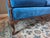 Wood Restored Vintage Chippendale Style Camelback Sofa in Blue Velvet For Sale - Image 7 of 18