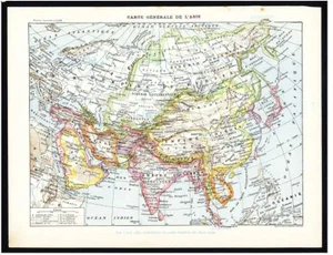 Antique Map of Asia by Larousse, 1897