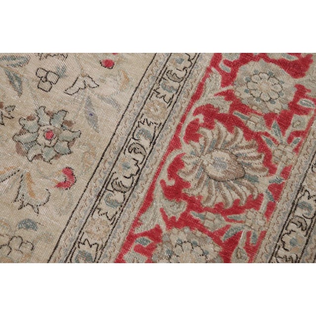 1990s Shabby Chic Vintage Beige/Red Wool Rug - 8'8'' X 11'4'' For Sale - Image 5 of 10