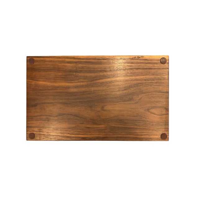 Hand Carved English Georgian Style Handled Gallery Butlers / Serving / Accent Tray in Walnut For Sale In Dallas - Image 6 of 7