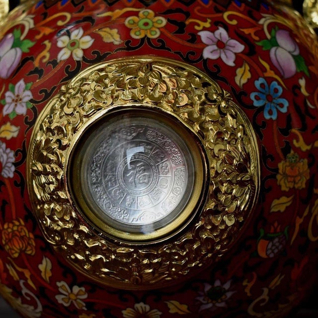 Early 21st Century "Fortune & Honor" Cloisonné Enamel Vase by Master Mi Zhenxiong for China Gold Coin Inc. For Sale In Los Angeles - Image 6 of 9