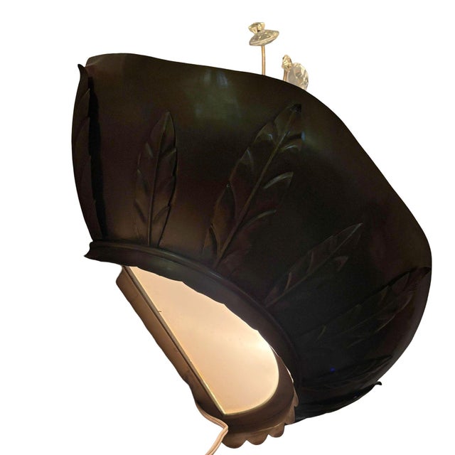 Metal 1920s Art Deco Brass Hollywood Regency Palm Leaf Wall Sconce W/ Crystal Arms For Sale - Image 7 of 8