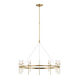 Peter Bristol for Visual Comfort Signature Overture XL Ring Chandelier in Natural Brass with Clear Glass For Sale