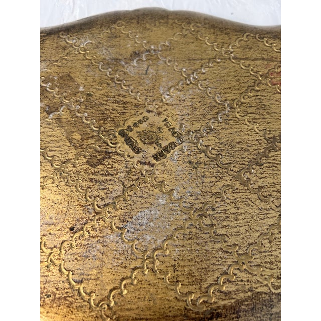 Vintage Ornate Italian Burgundy & Gold Florentine Tray For Sale In West Palm - Image 6 of 6