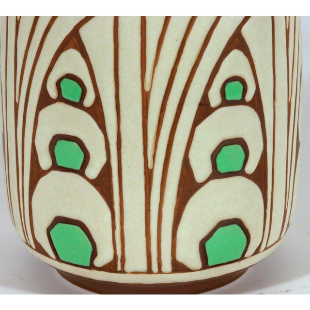 1920s Charles Catteau for Boch Frères Keramis Art Deco Stoneware Vase, Décor d.1005 Circa 1925 For Sale - Image 5 of 10
