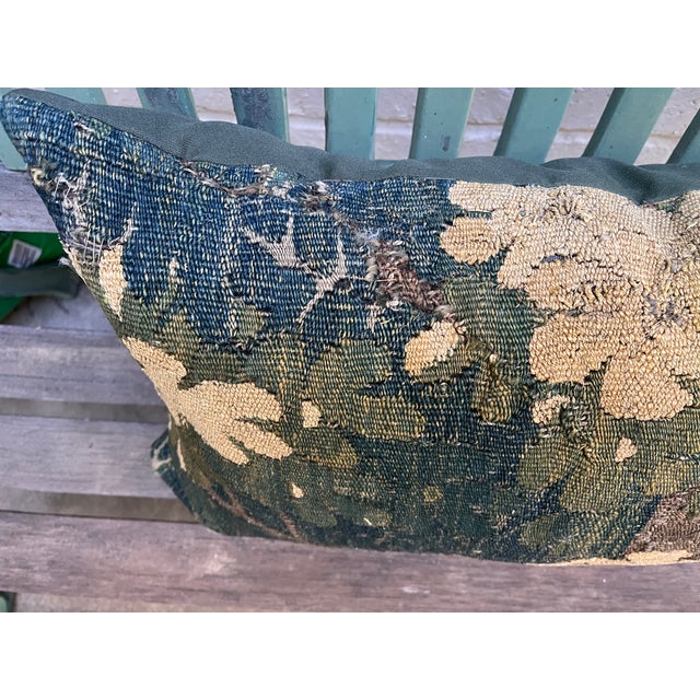 A Large 18th Century Pillow With Verdure Tapestry For Sale - Image 4 of 7