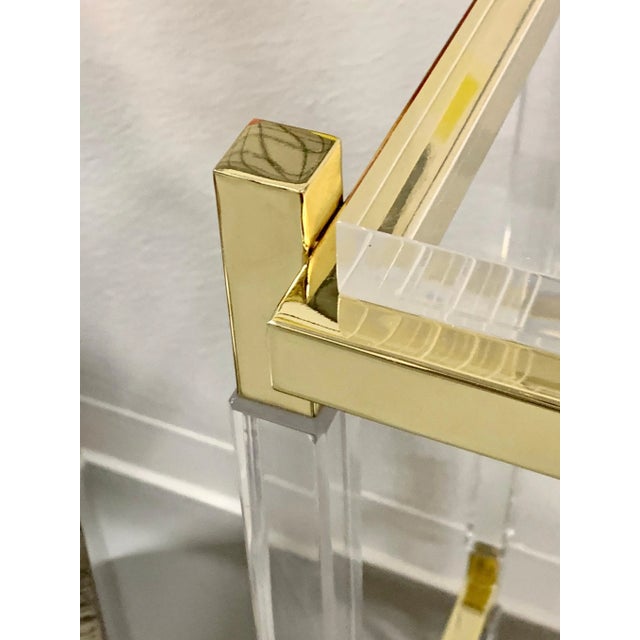Metal Charles Hollis Jones Custom Lucite Brass Console For Sale - Image 7 of 13