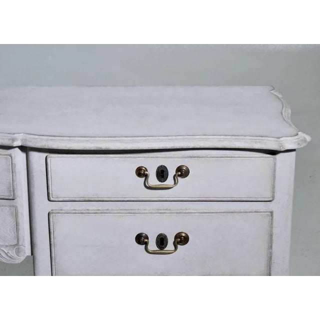 Large scandinavian sideboard, rococo style, with seven drawers, 20th century h. 90 l. 240 d. 55 cm h. 35.4 l. 94.4 d. 21.6 in