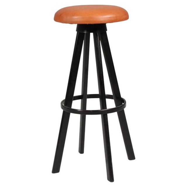 Wood Bar Chair in Black Wood and Leather by Hans Olsen for Frem Røjle, 1960s For Sale - Image 7 of 7