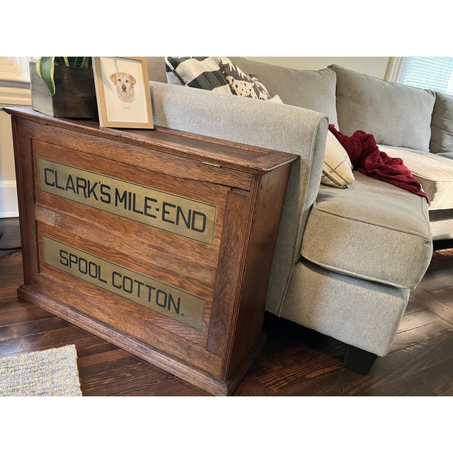 Early 20th Century Antique Clark’s Mile‑End Spool Cotton Cabinet – Late 1800s Store Display - Unique Side Table For Sale - Image 5 of 16